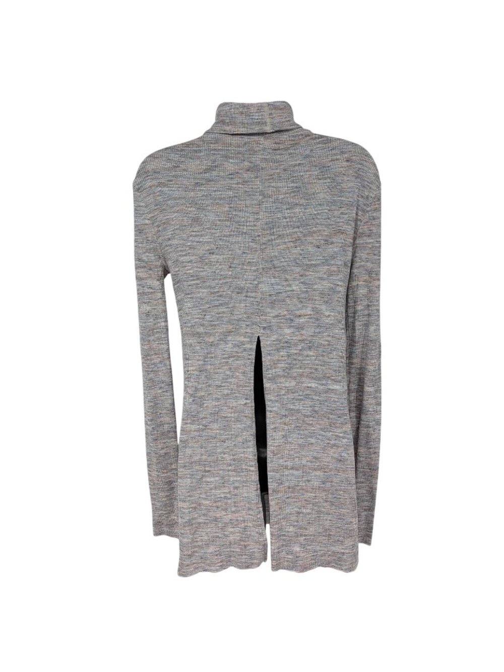 We The People Ribbed Turtleneck Tunic Top Back Slit Boho Minimalist Y2K XSmall